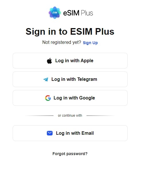 Sign in to eSIM Plus