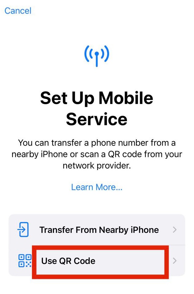 Setup mobile service with eSIM