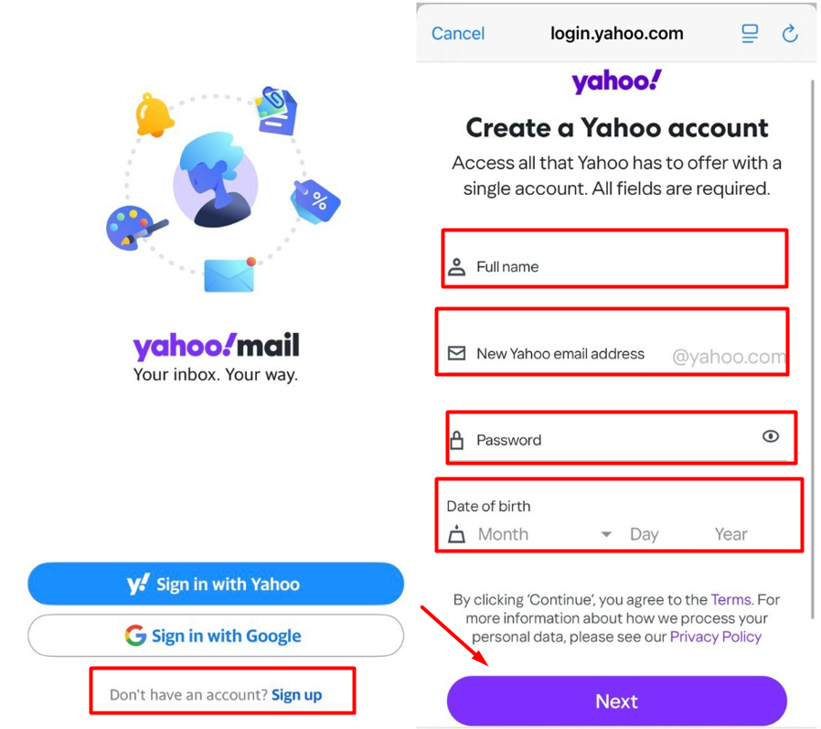 iOS Yahoo Mail App Instructions
