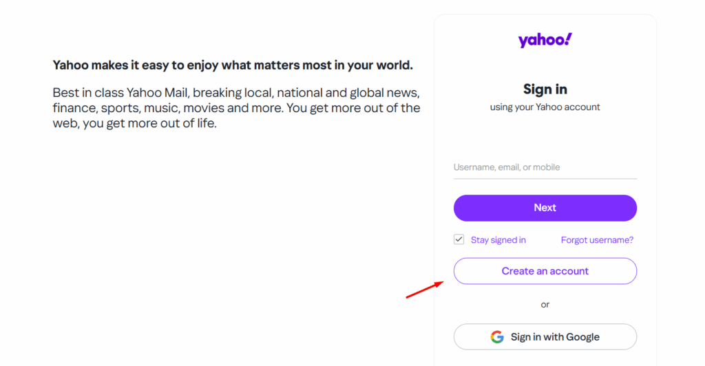 Create a Yahoo Account